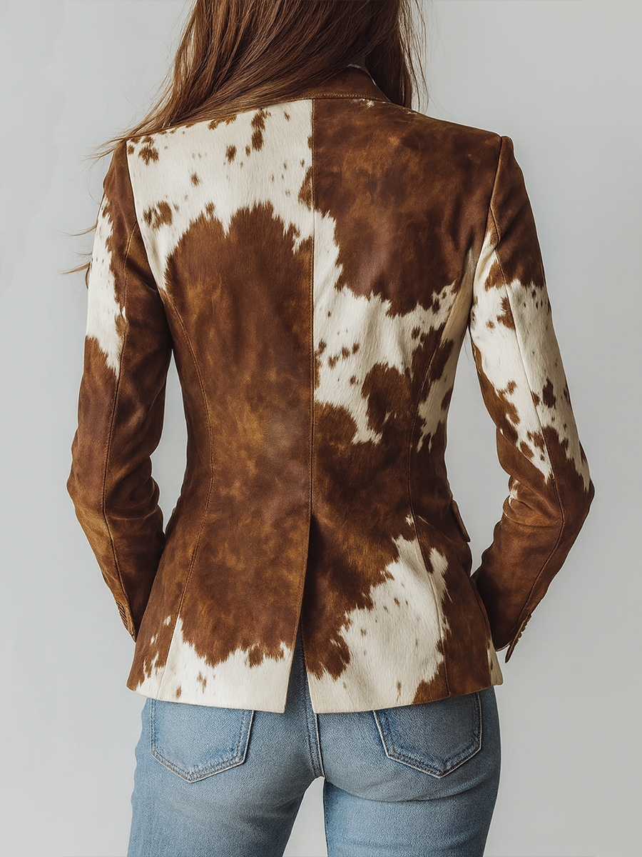 Maddox | Vintage Cow Print Eco-Friendly Blazer