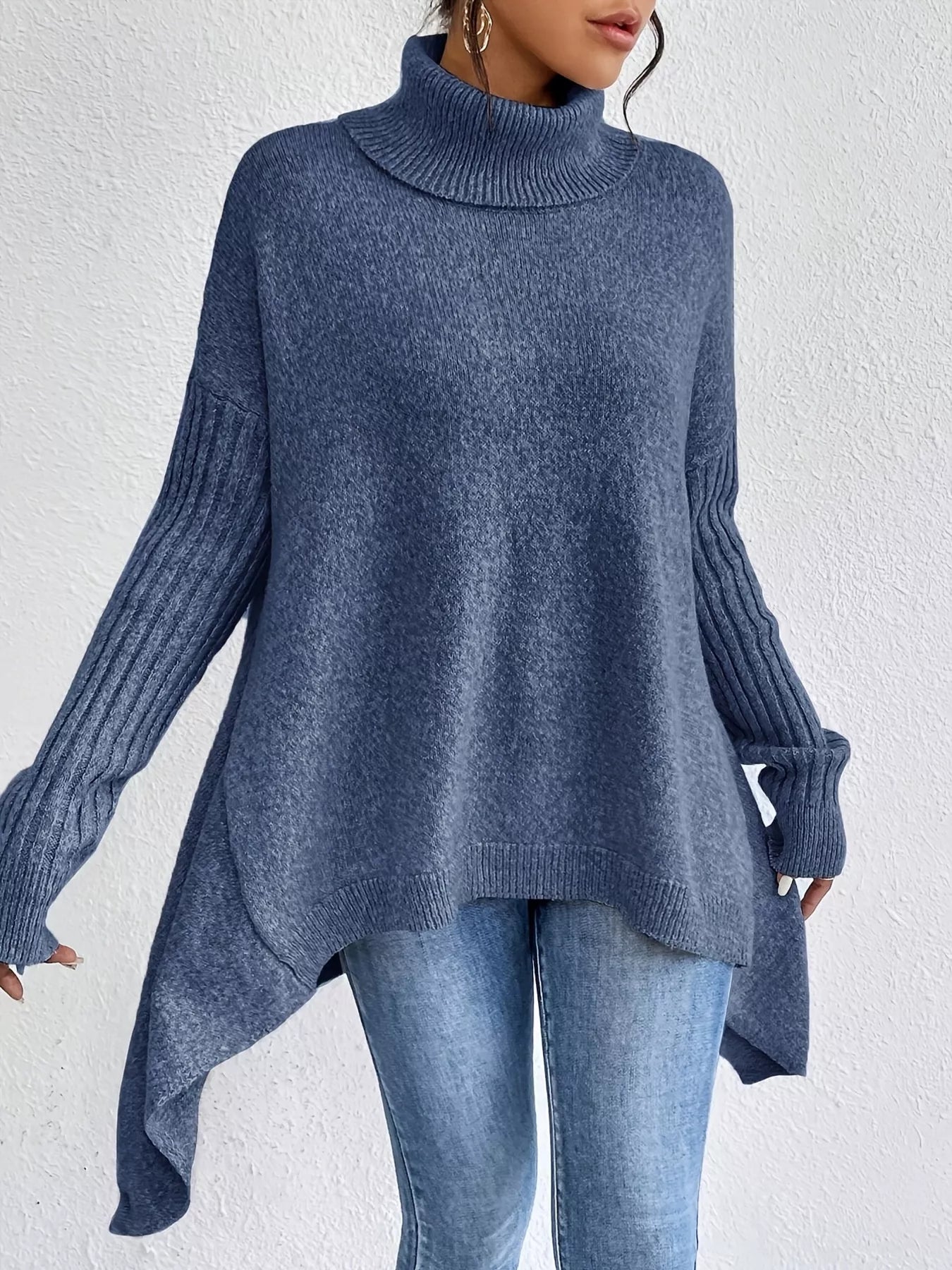 Ava | Turtleneck High-Low Hem Sweater