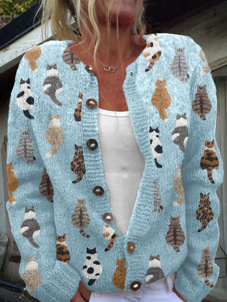 Moxley™ | The Feline Motif Knit Cardigan