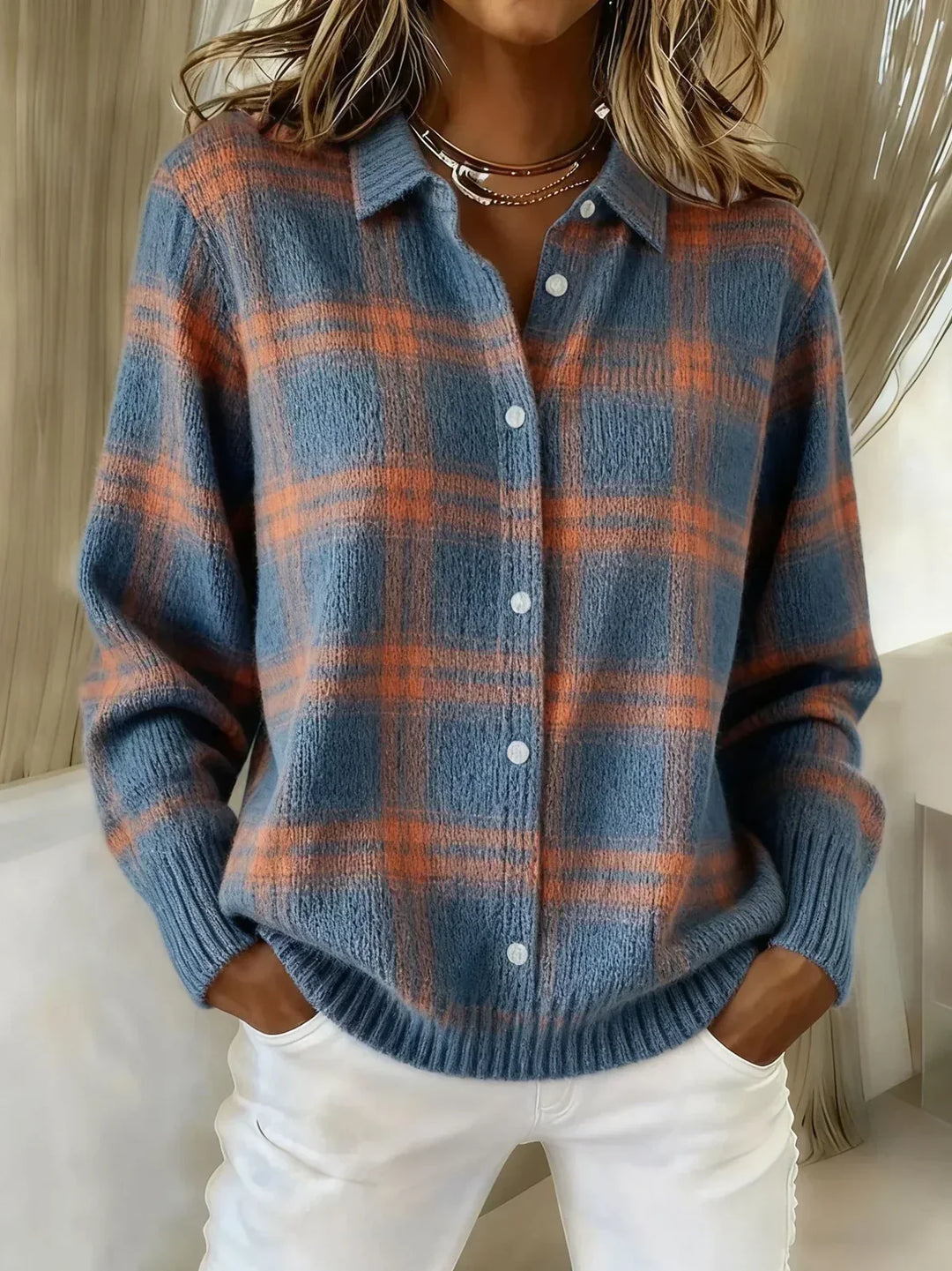 ANNA | PLAID KNIT CARDIGAN FOR WOMEN