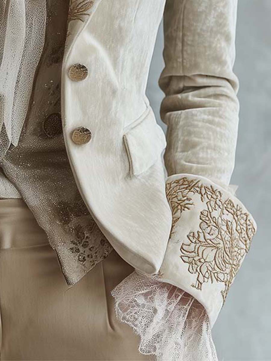 Ivory | Women's Embroidered Tailored Blazer