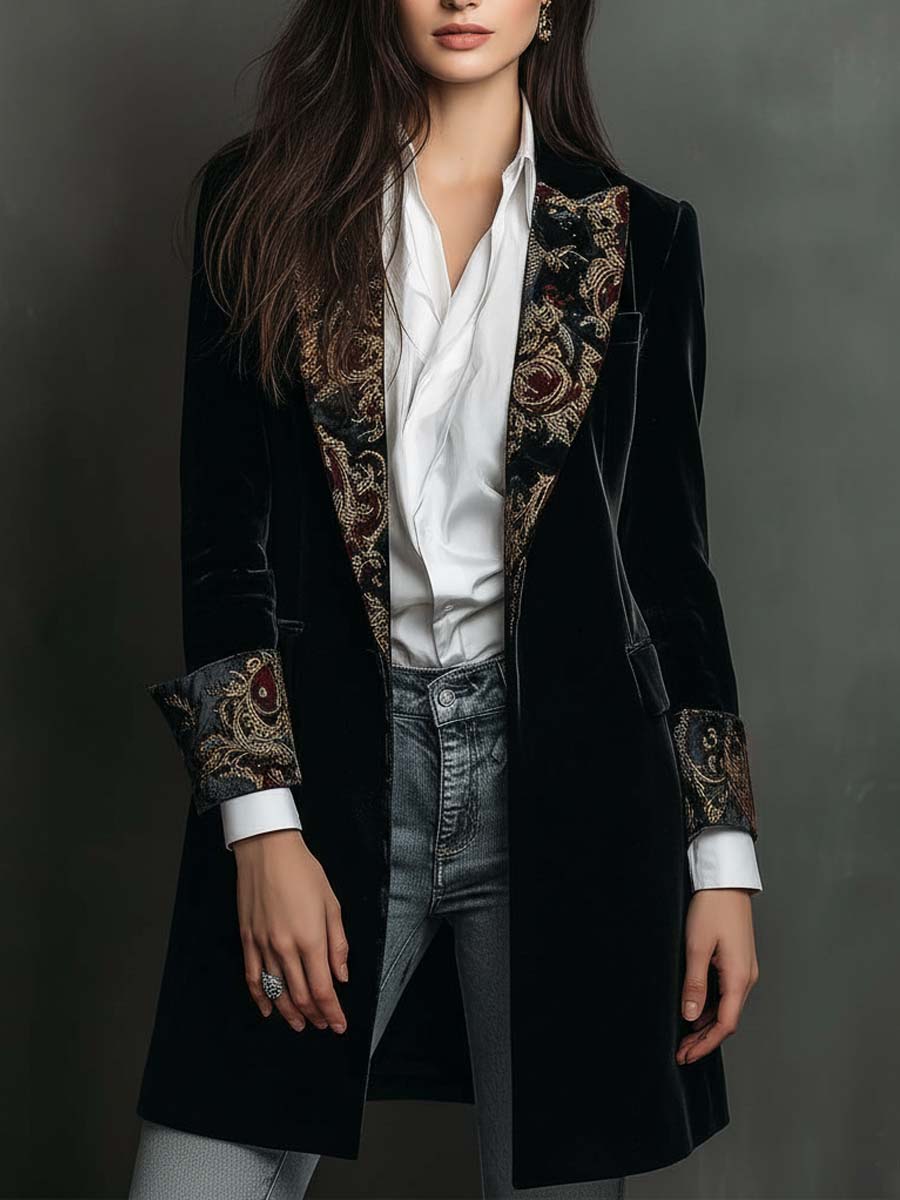 Noir Baroque | Women's Slim Fit Lapel Blazer
