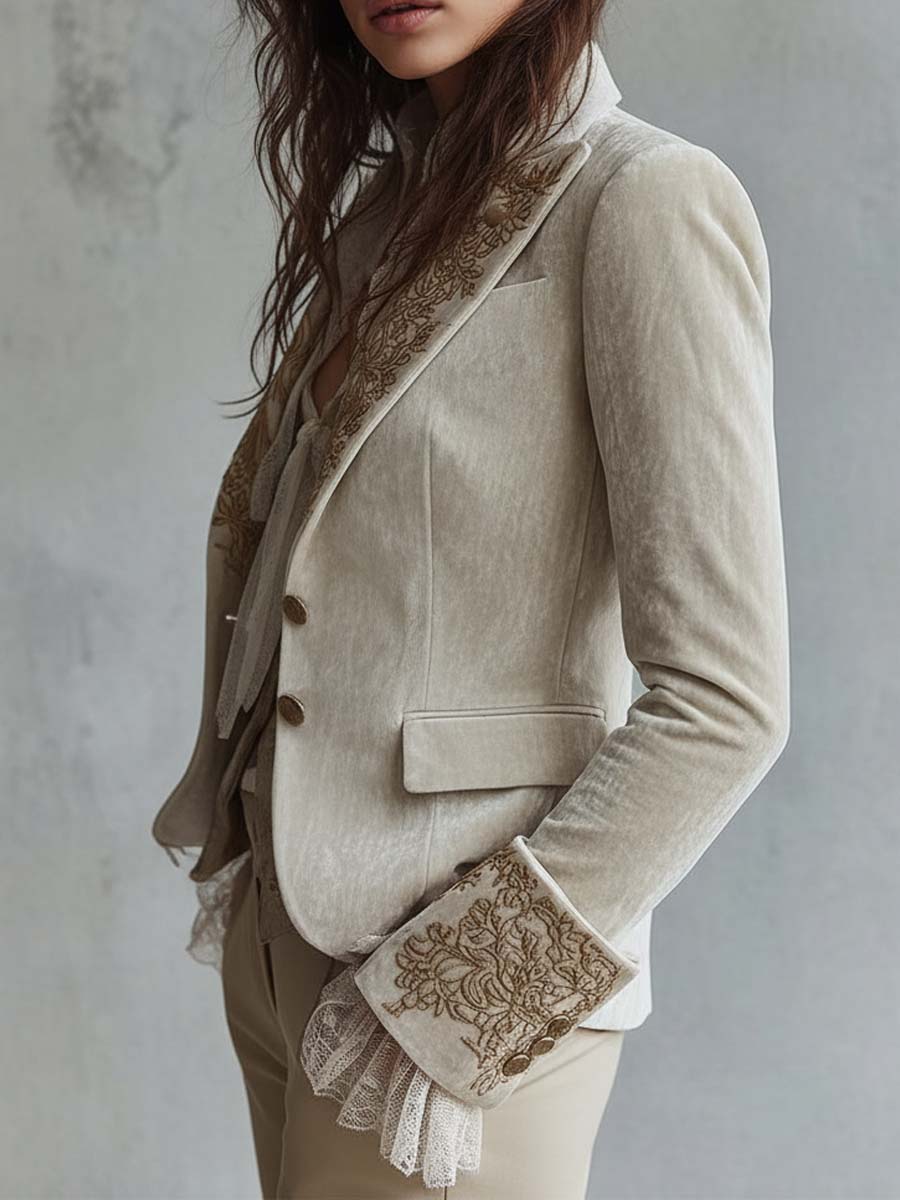Ivory | Women's Embroidered Tailored Blazer