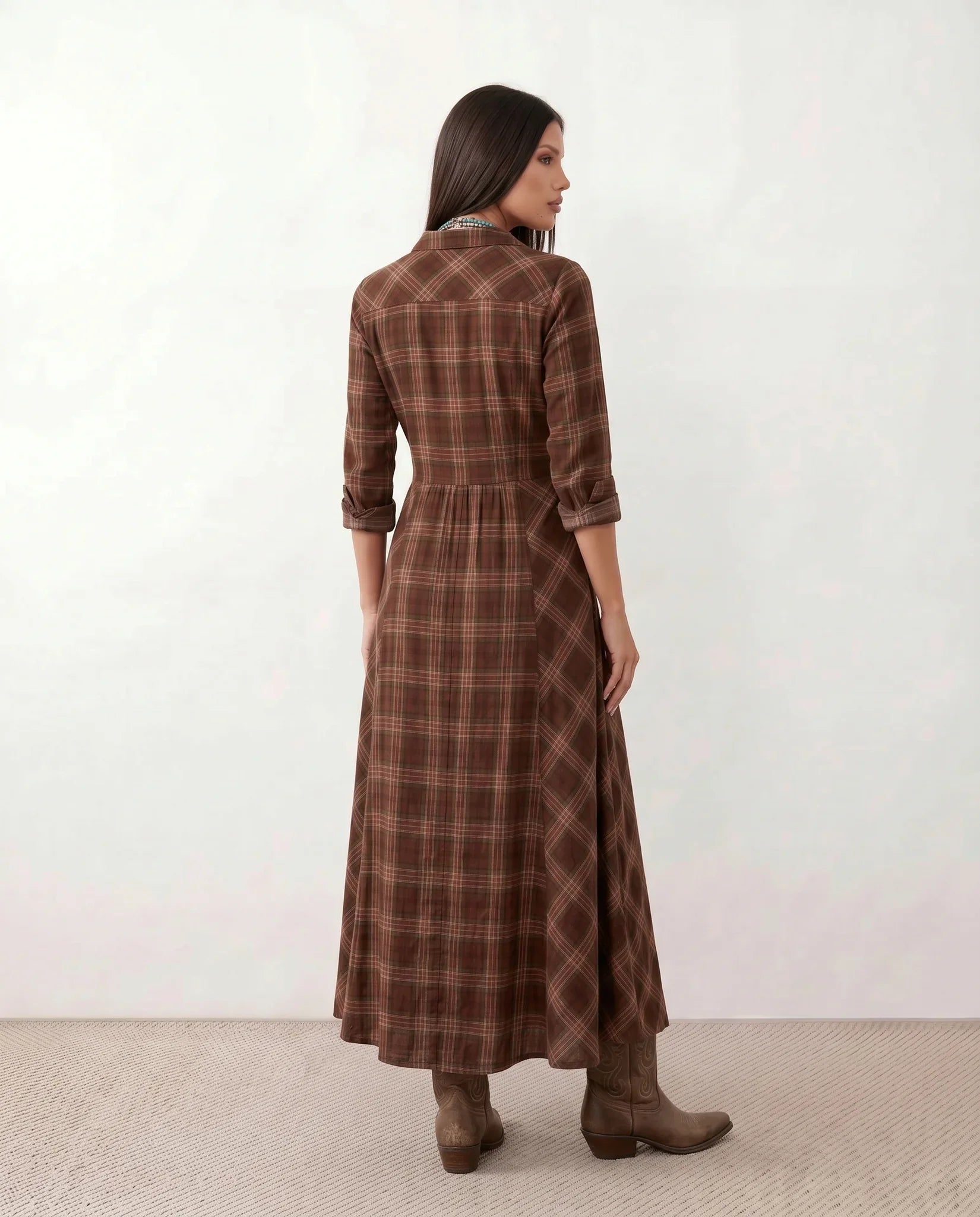 MARILENA | PLAID MAXI DRESS FOR WOMEN