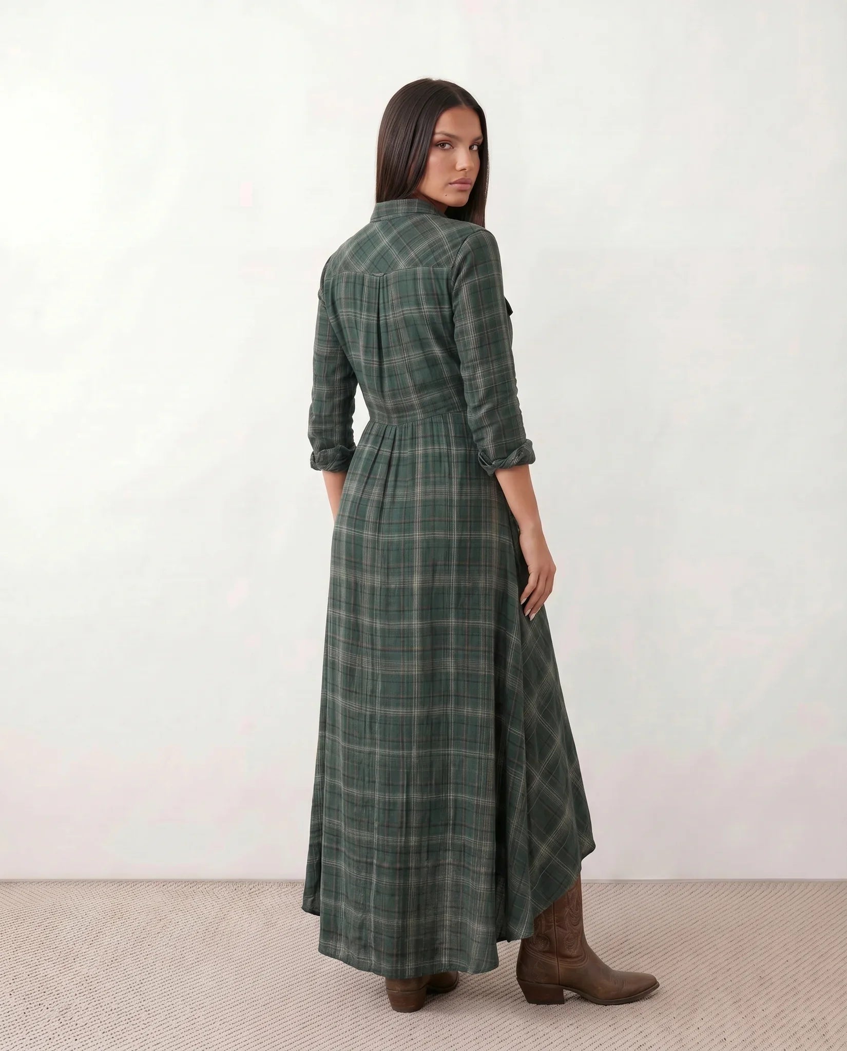 MARILENA | PLAID MAXI DRESS FOR WOMEN
