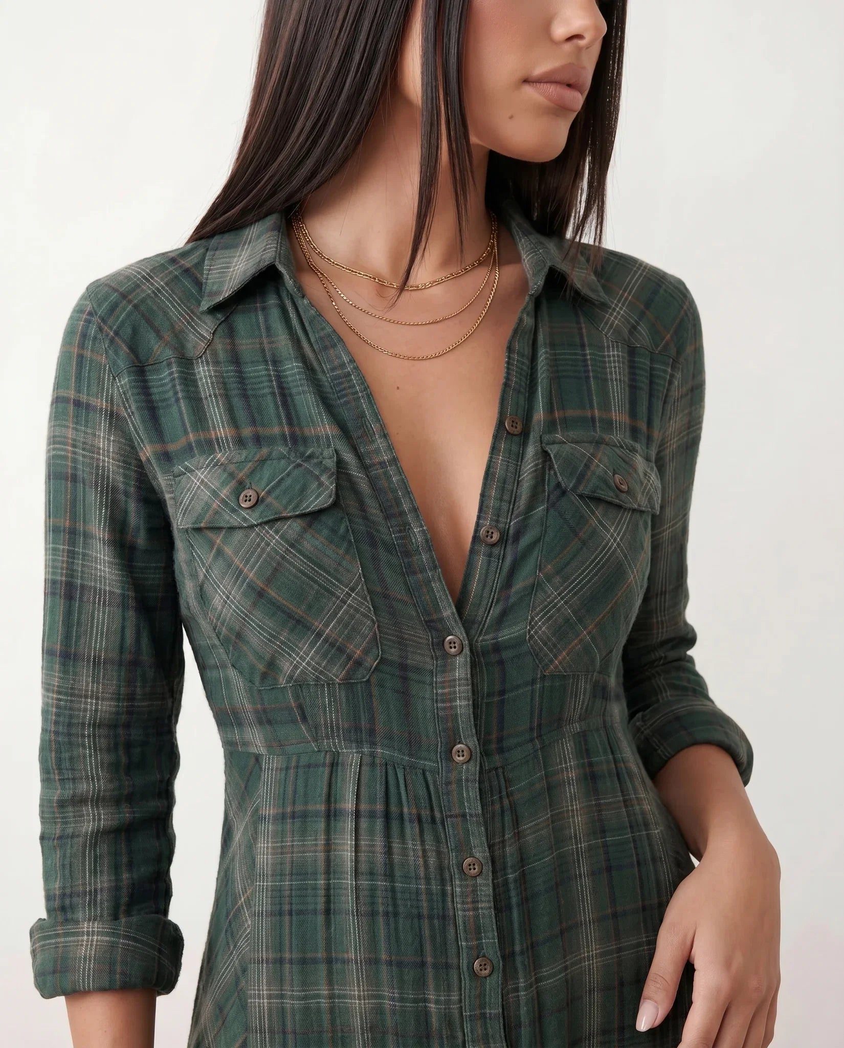 MARILENA | PLAID MAXI DRESS FOR WOMEN