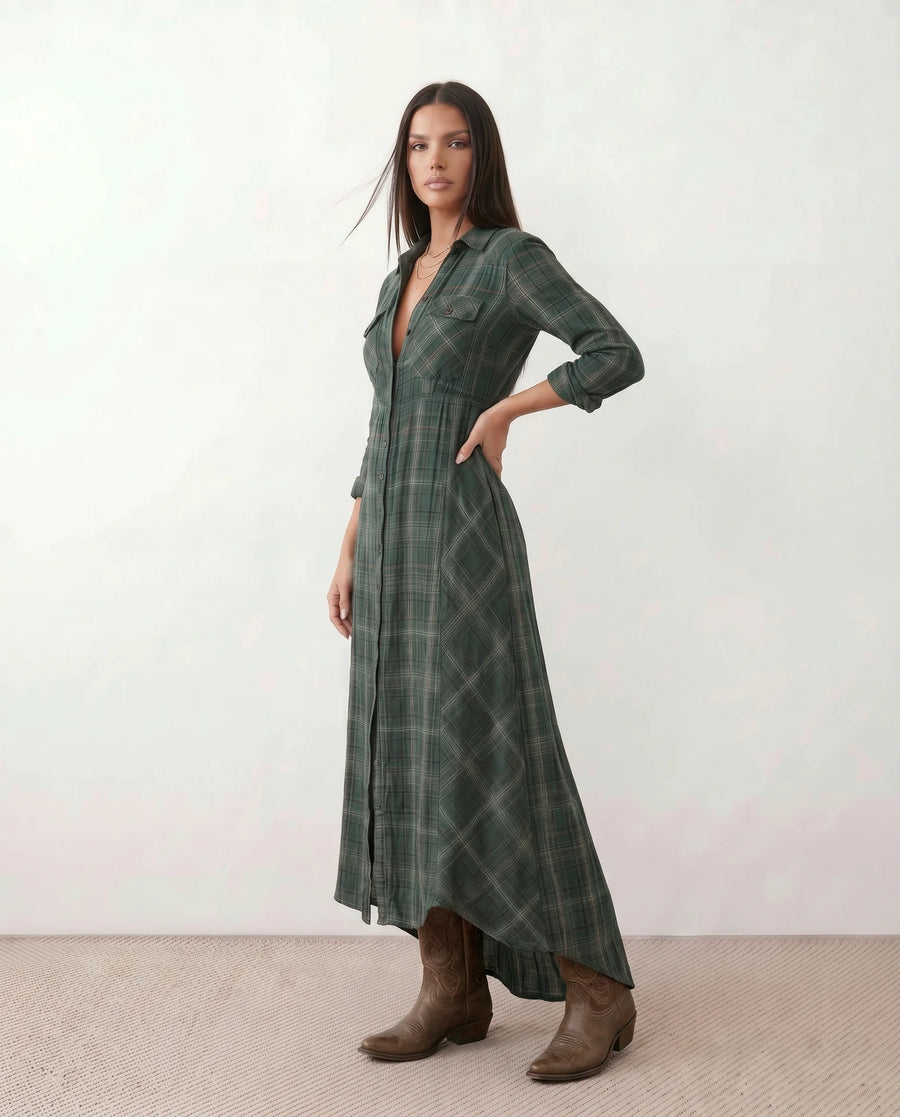 MARILENA | PLAID MAXI DRESS FOR WOMEN