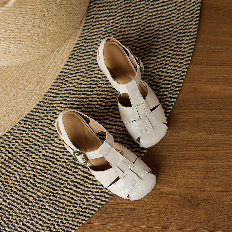 Amaya | Genuine Leather Sandals with Block Heel
