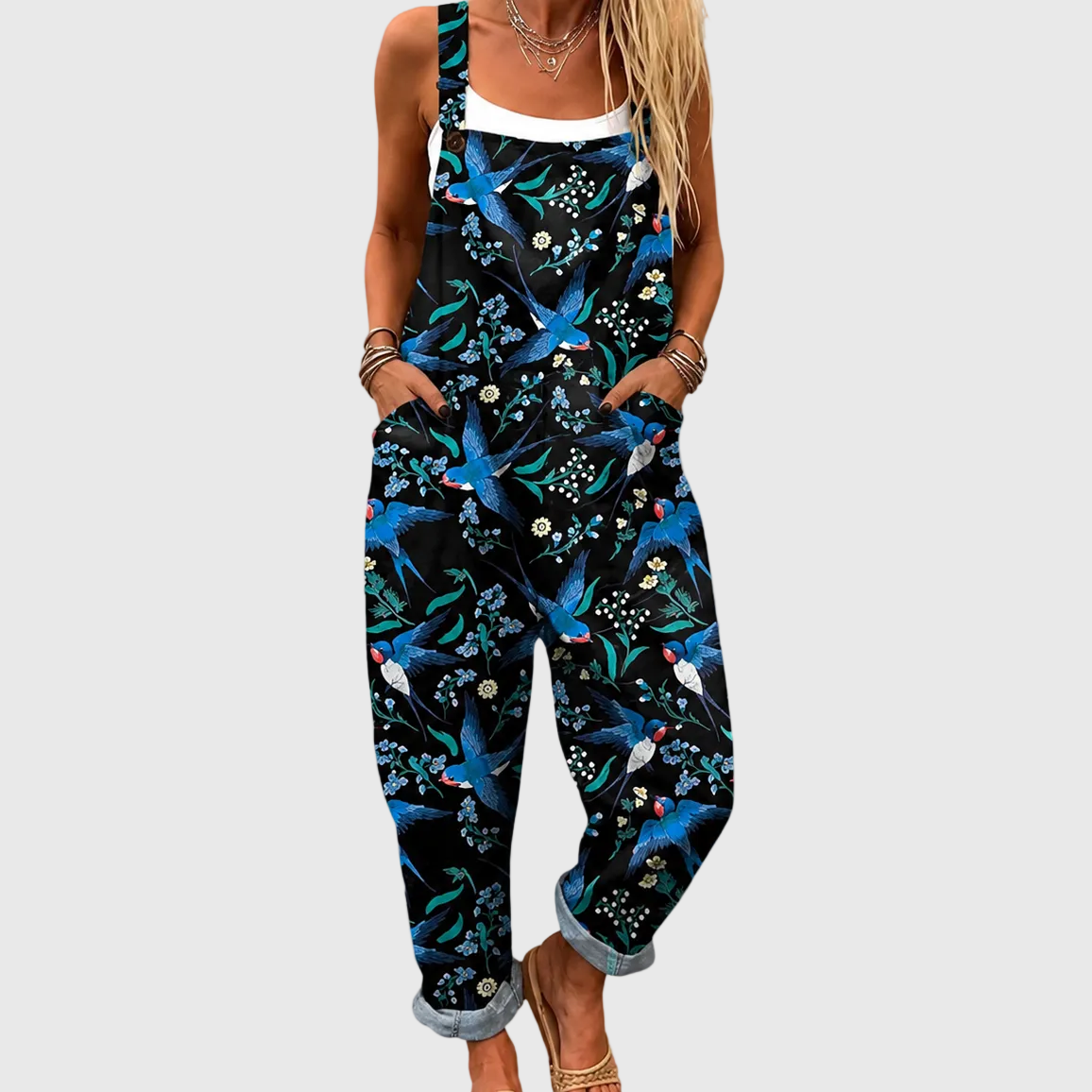 Adeline | Swallow Print Jumpsuit