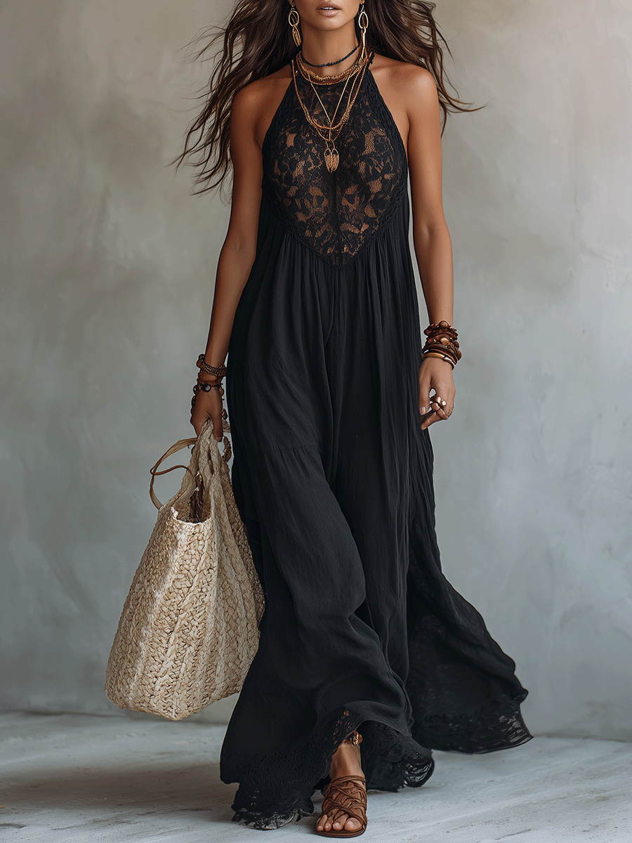 Bohemian Muse | Sleeveless Draped Evening Maxi Dress
