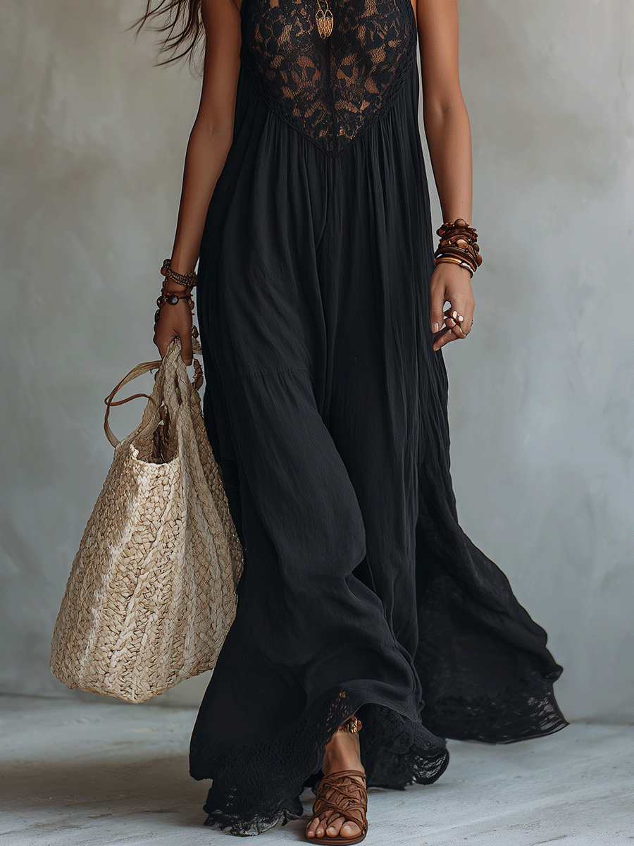Bohemian Muse | Sleeveless Draped Statement Evening Maxi Dress