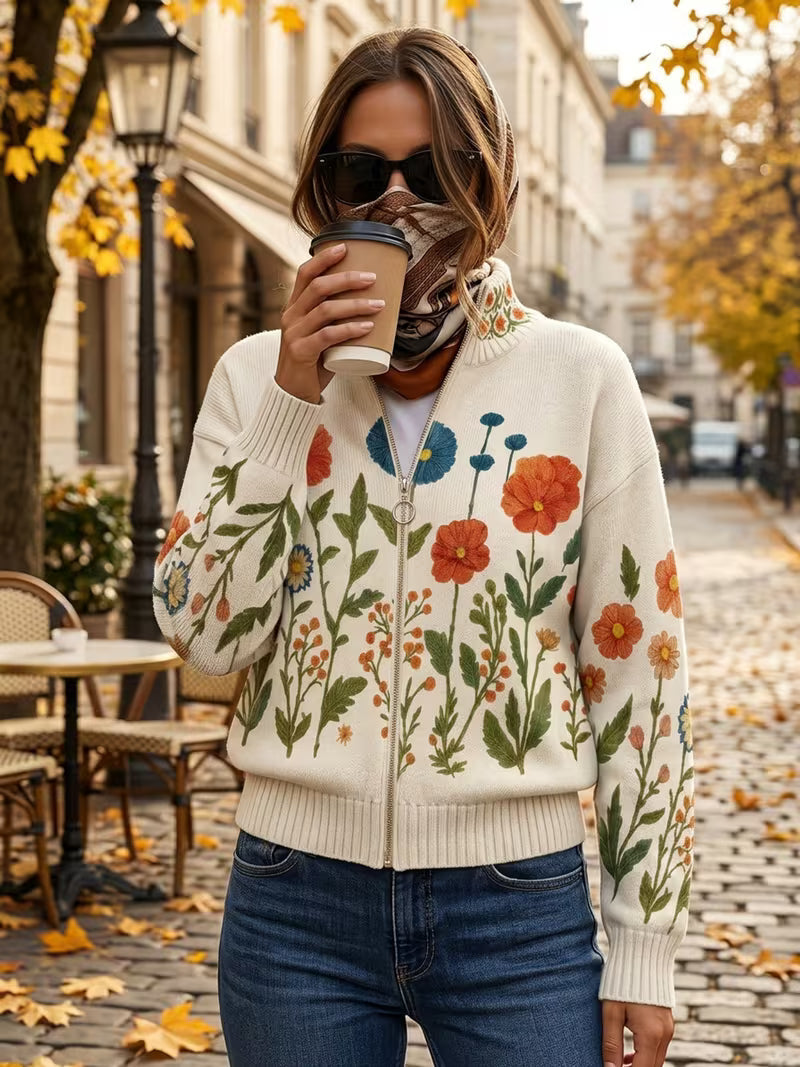 WRENNA™ | WILDFLOWER MEADOW ZIP CARDIGAN FOR WOMEN