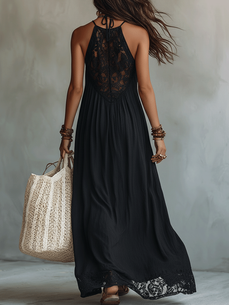 Bohemian Muse | Sleeveless Draped Statement Evening Maxi Dress