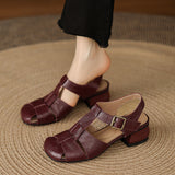 Amaya | Genuine Leather Sandals with Block Heel