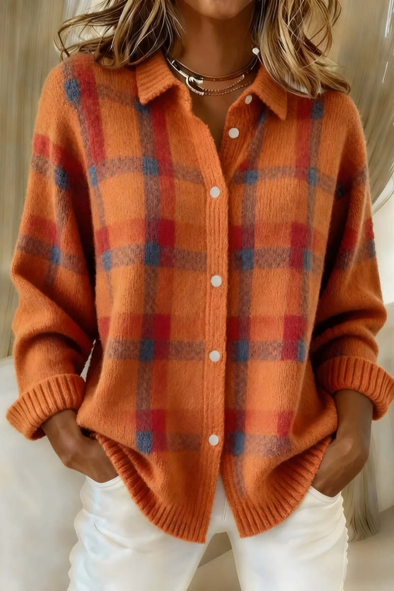 ANNA | PLAID KNIT CARDIGAN FOR WOMEN
