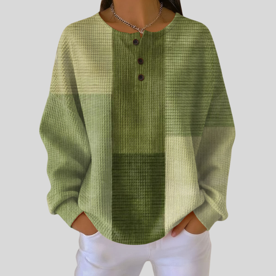 Shelby | Waffle Knit Henley Sweatshirt
