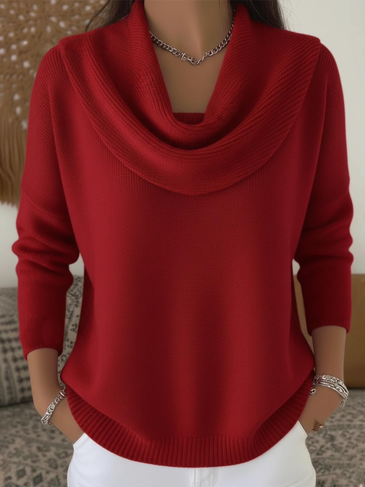 Cowl Neck Sweater | Women's Merino Wool Knit Pullover