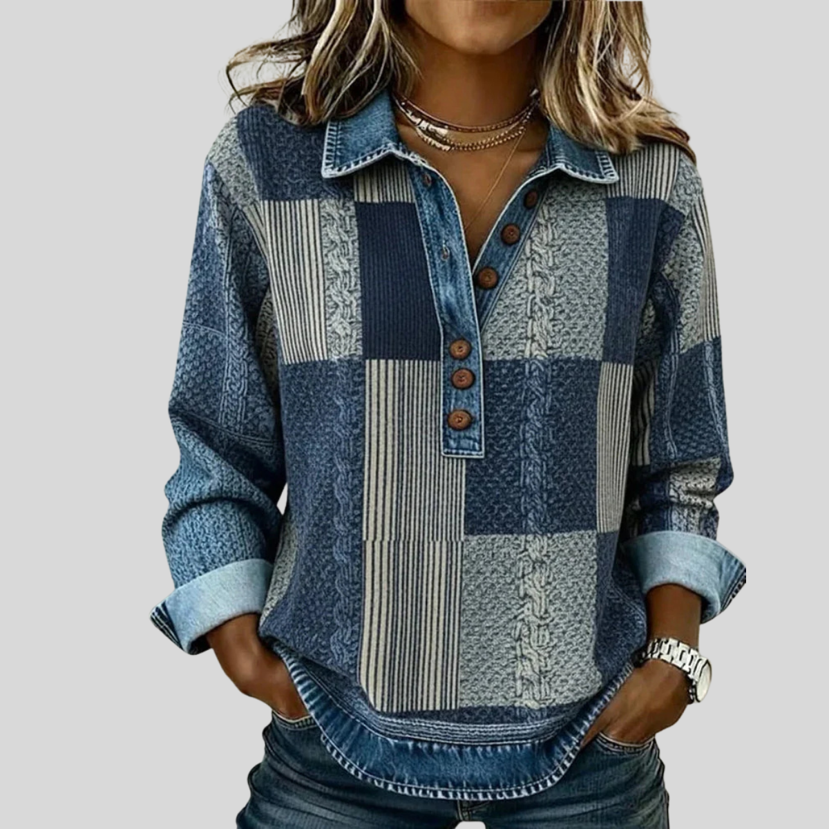 Meridell | Colorblock Print Sweatshirt