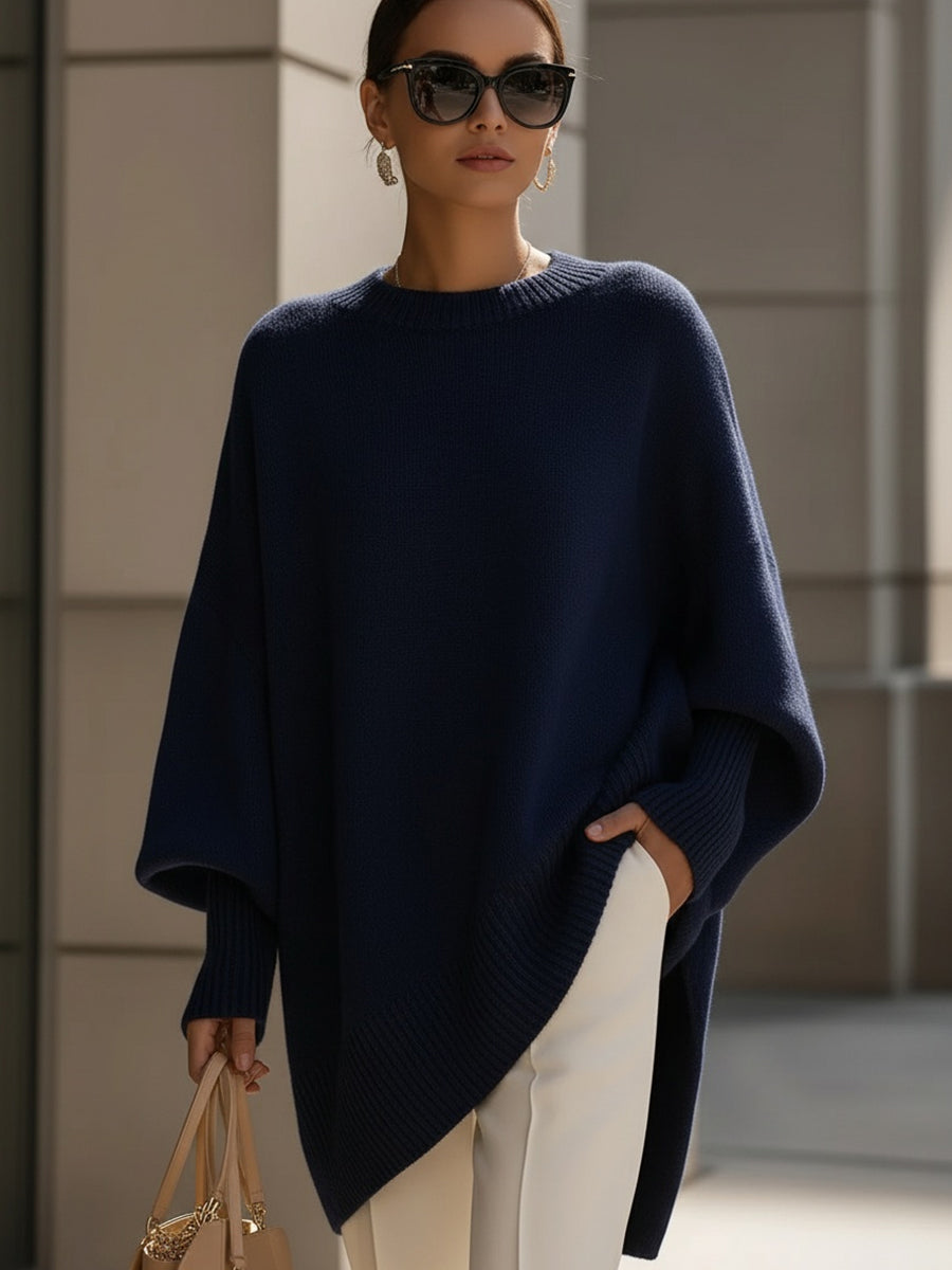 Asymmetrical Merino Wool Sweater | Women's Oversized Knit Pullover
