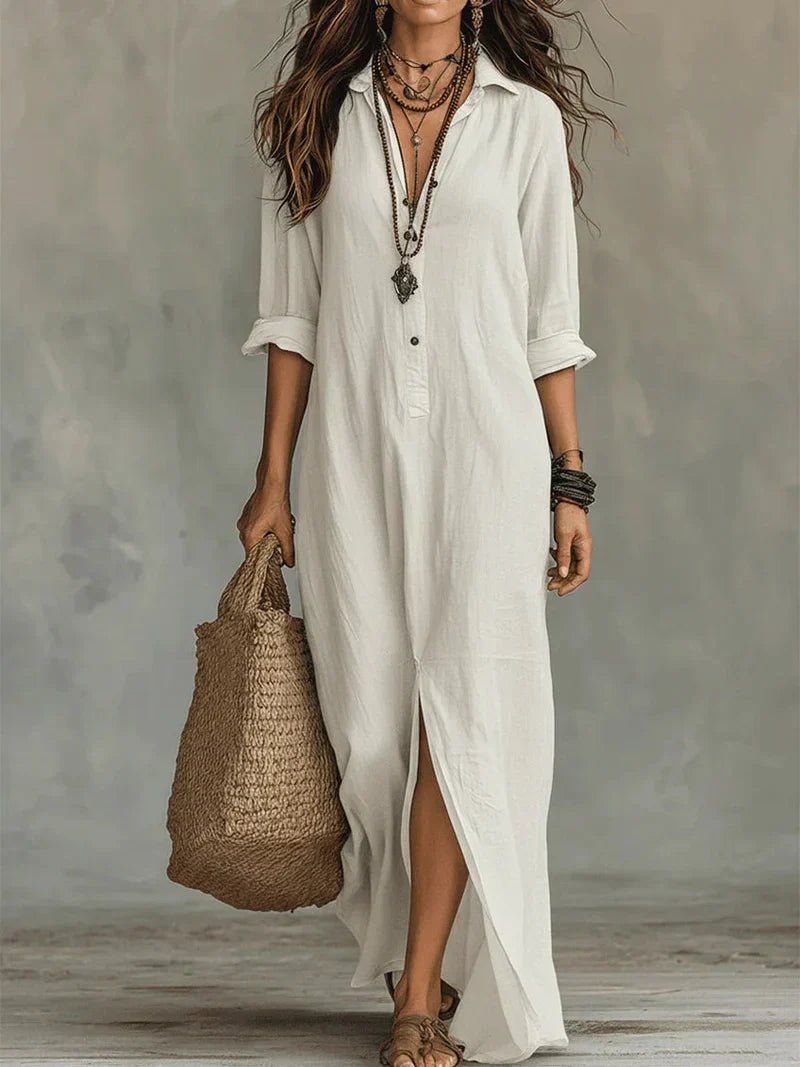 Celine | Black Button-Front Maxi Dress