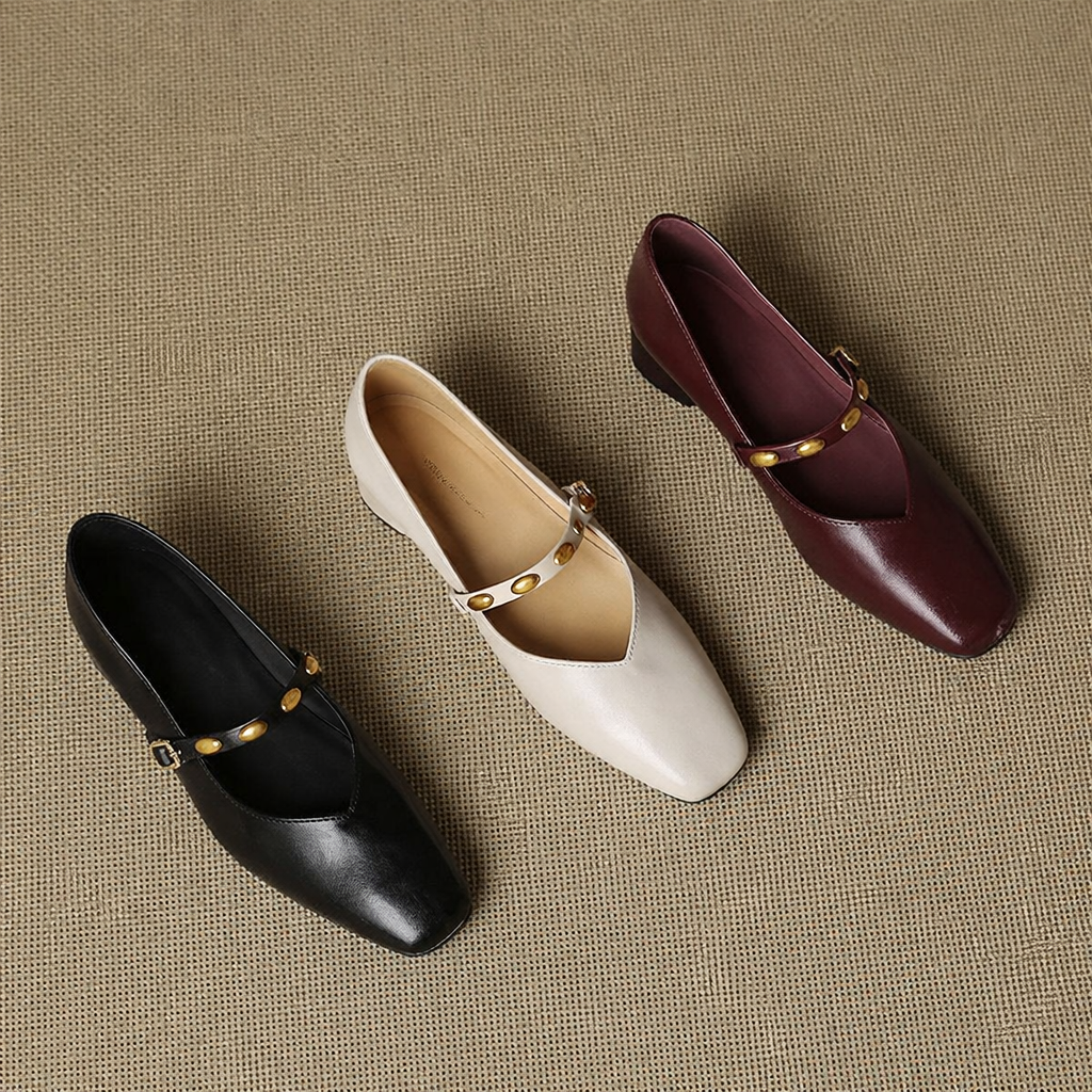 Zyra | Genuine Leather Mary Jane Flats