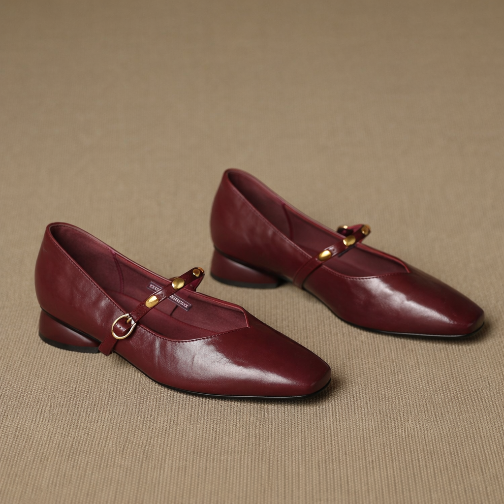 Zyra | Genuine Leather Mary Jane Flats