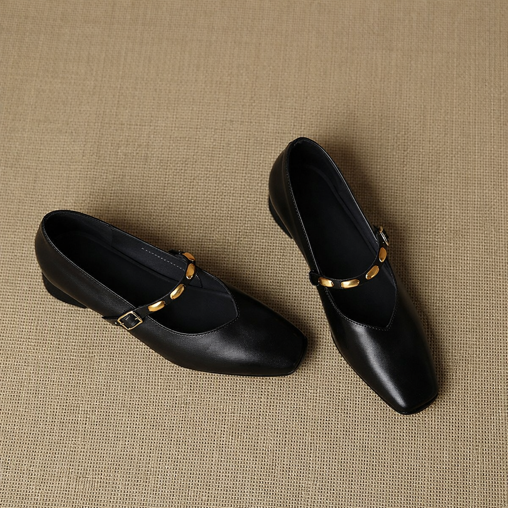 Zyra | Genuine Leather Mary Jane Flats