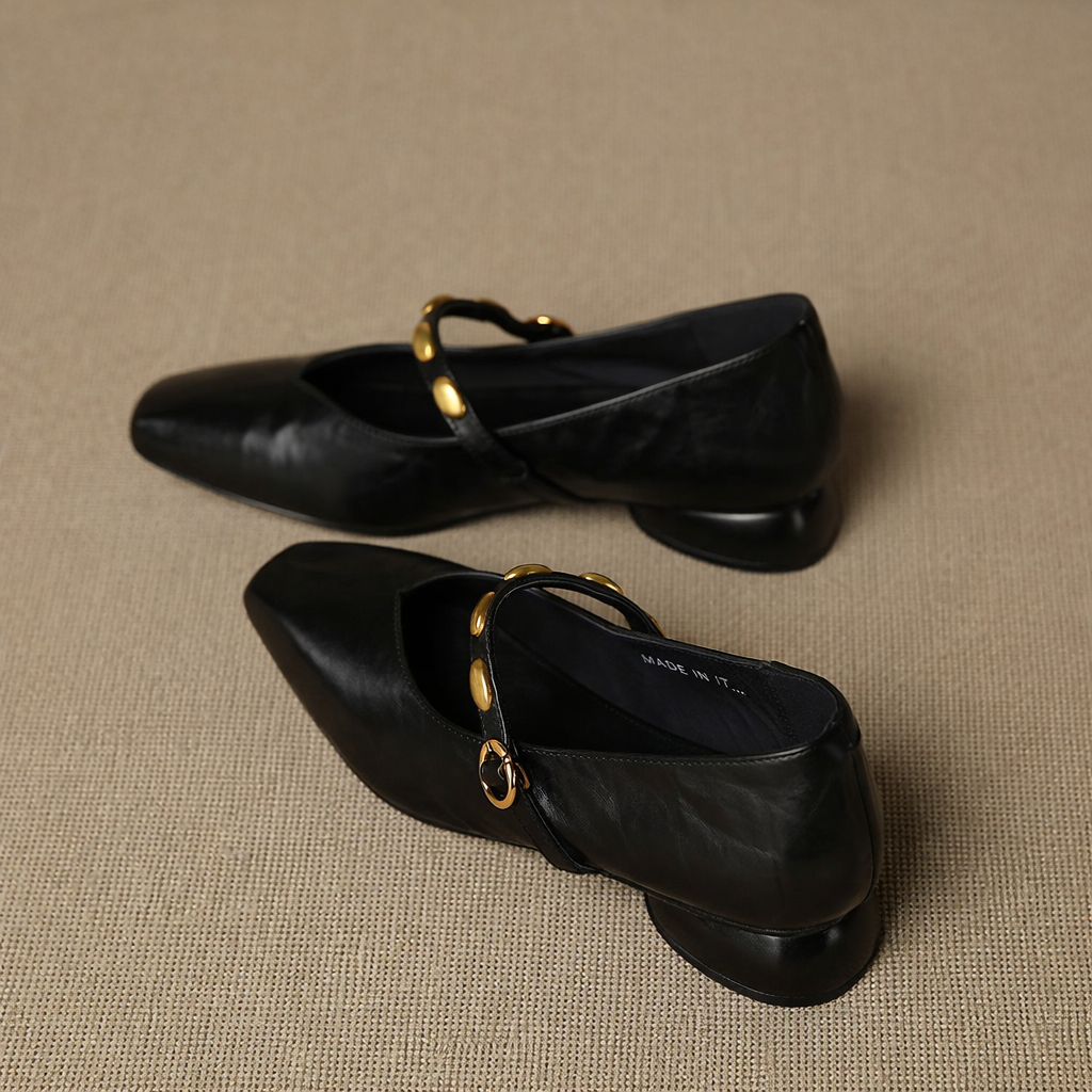 Zyra | Genuine Leather Mary Jane Flats