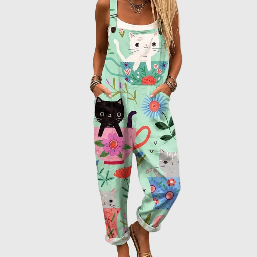 Daisy | Cats & Flowers Jumpsuit