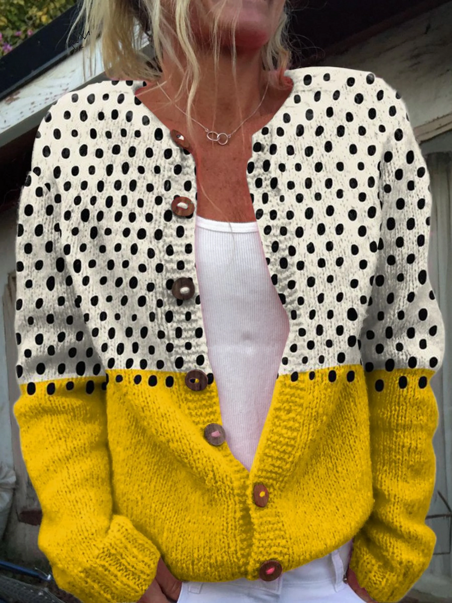Junella | Vintage Knit Colorblock Cardigan Sweater