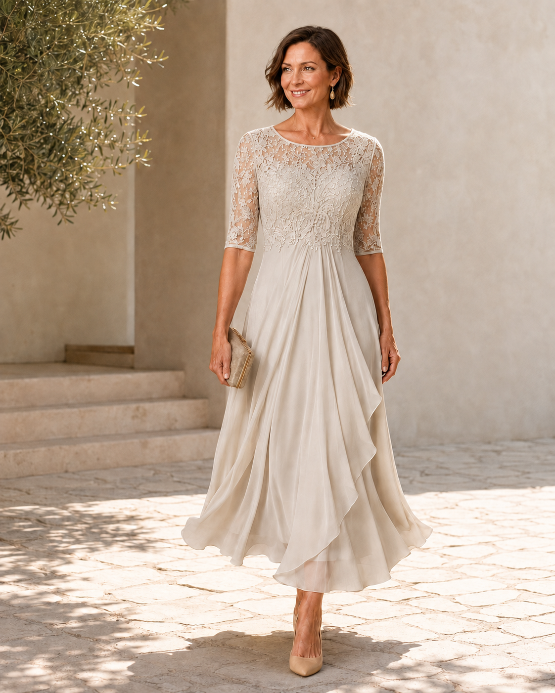 Rose | Flattering Lace Midi Dress