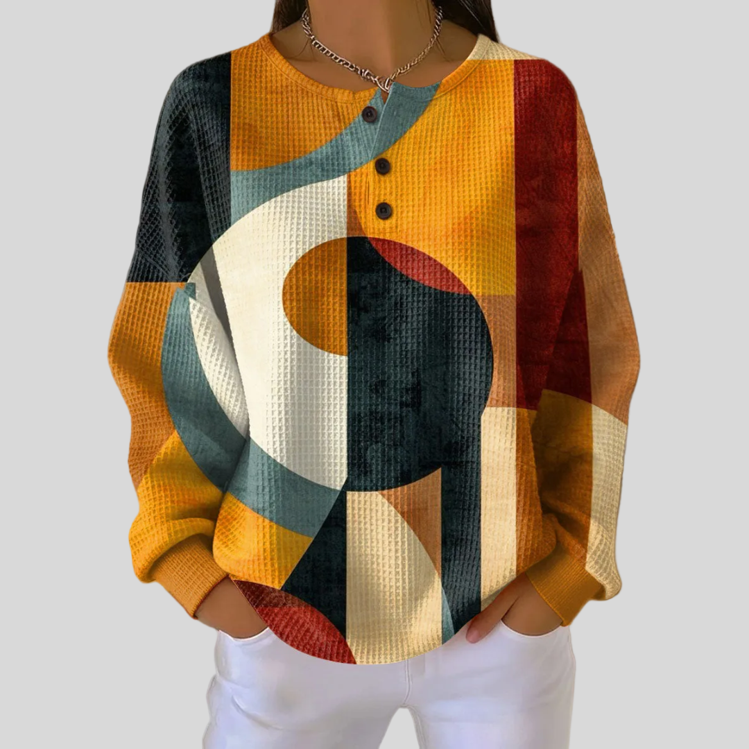 Bexmore | Geometric Pattern Waffle Knit Sweatshirt