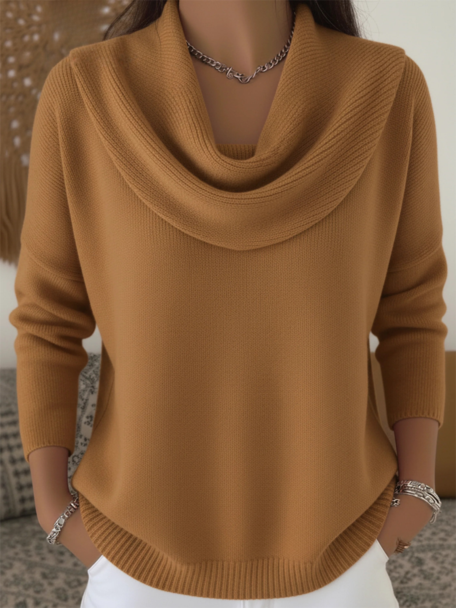 Cowl Neck Sweater | Women's Merino Wool Knit Pullover