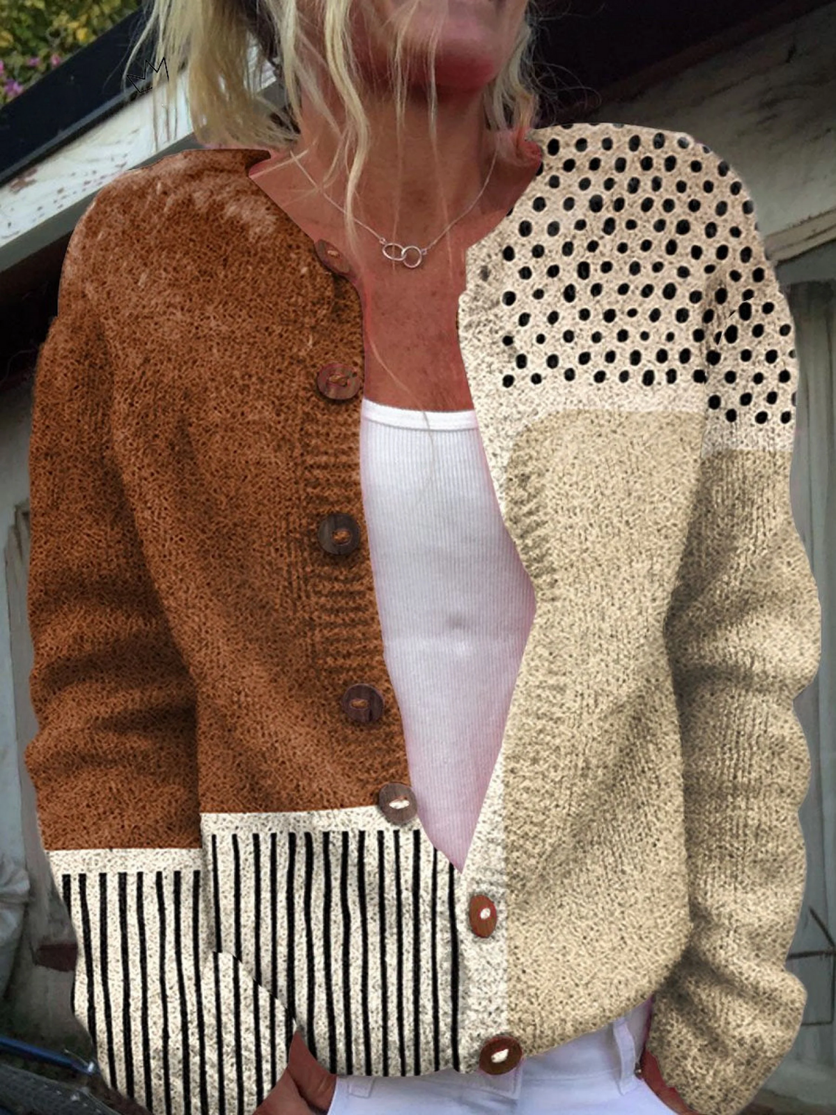 Eloise | Vintage Patchwork Knit Cardigan Sweater