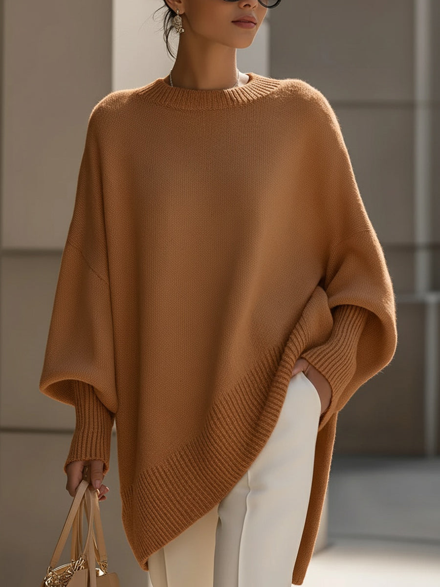 Asymmetrical Merino Wool Sweater | Women's Oversized Knit Pullover