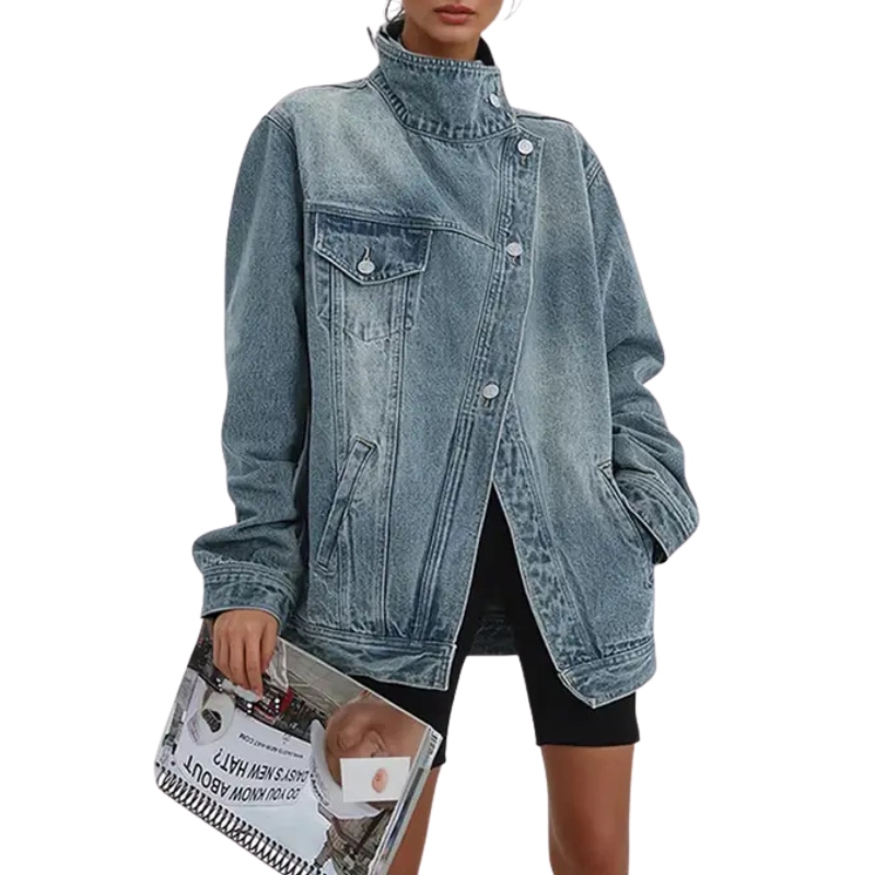 Skye | Vintage Washed High Neck Asymmetric Jacket