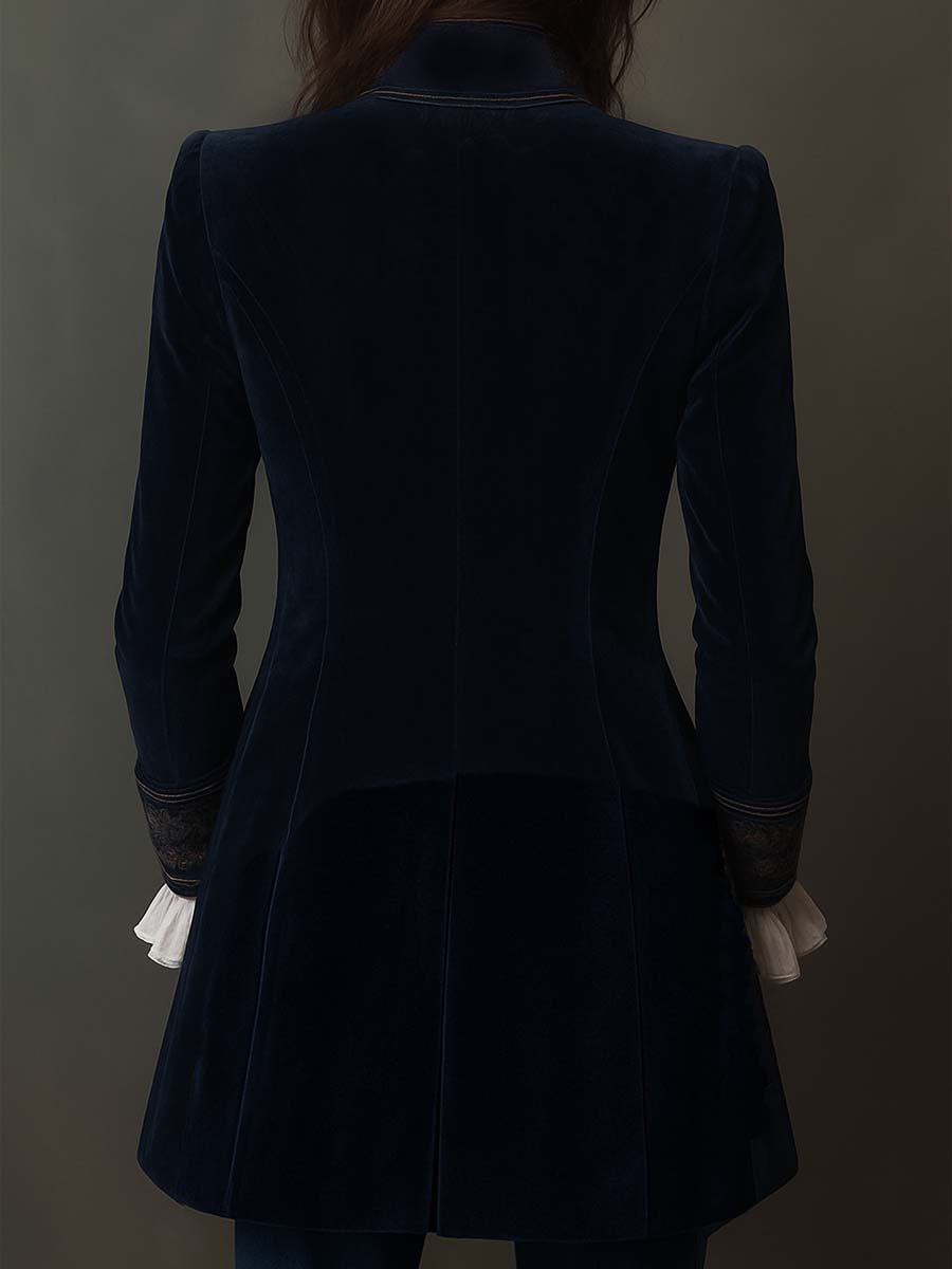 Vintage Navy | Embroidered Longline Jacket