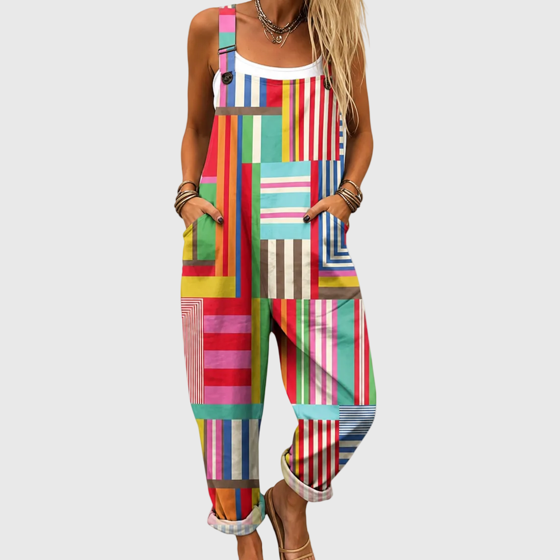 Josephine | Patchwork Overall Jumpsuit