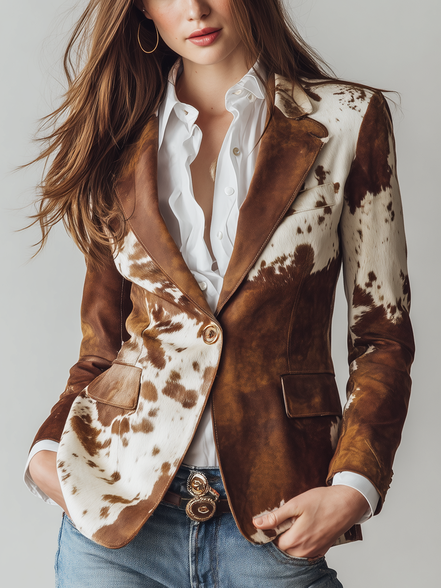 Maddox | Vintage Cow Print Eco-Friendly Blazer