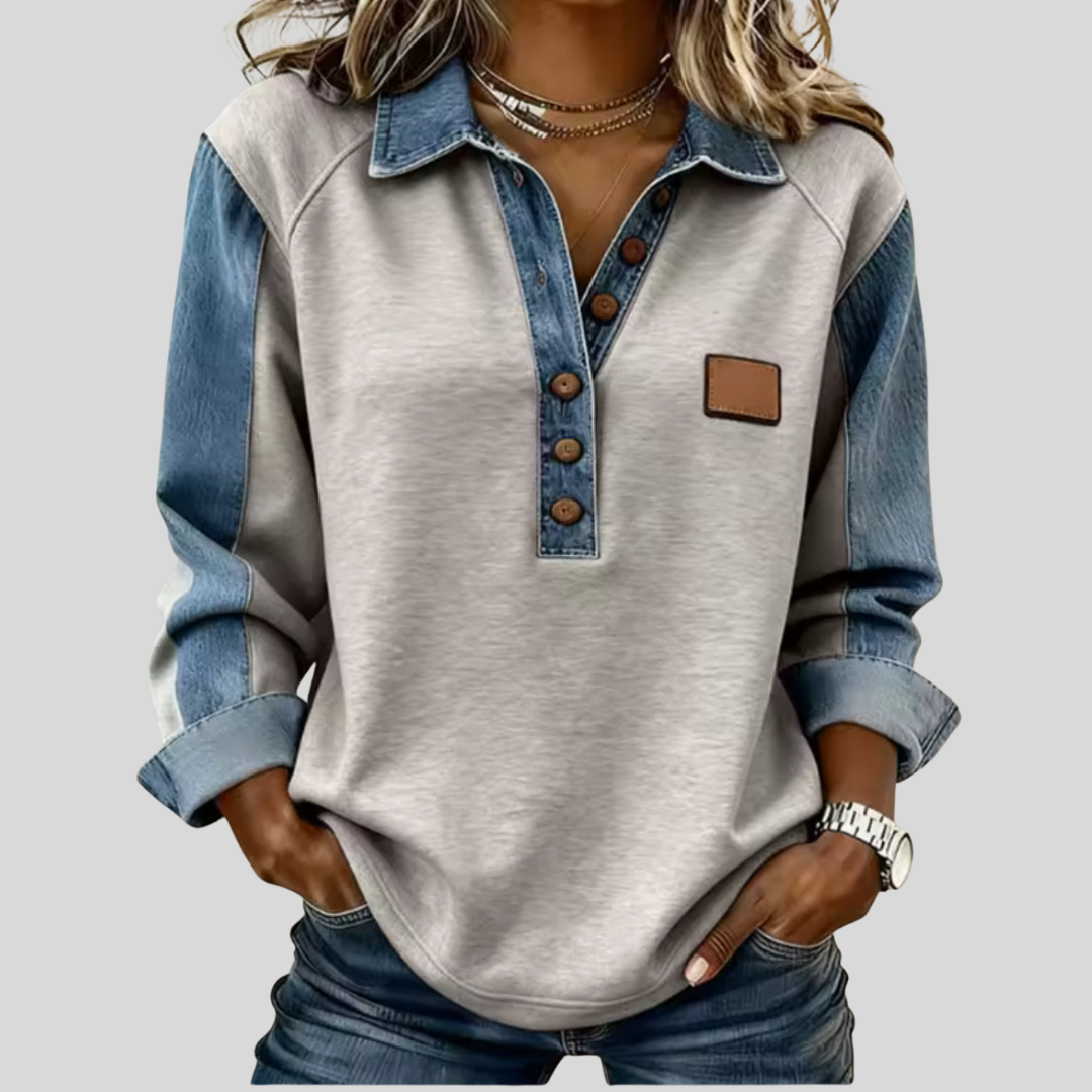Voxanne | Denim Collar Pullover Sweater