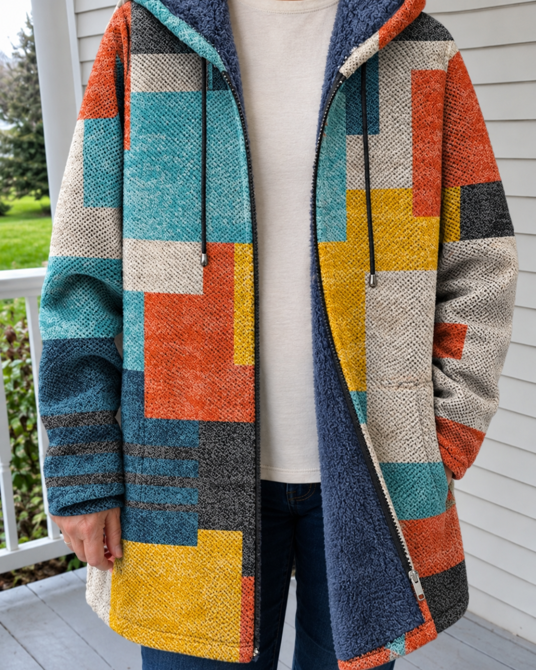 Seraphina | Bohemian Color-Block Fleece-Lined Coat