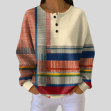Tindra | Colorblock Striped Henley Sweatshirt