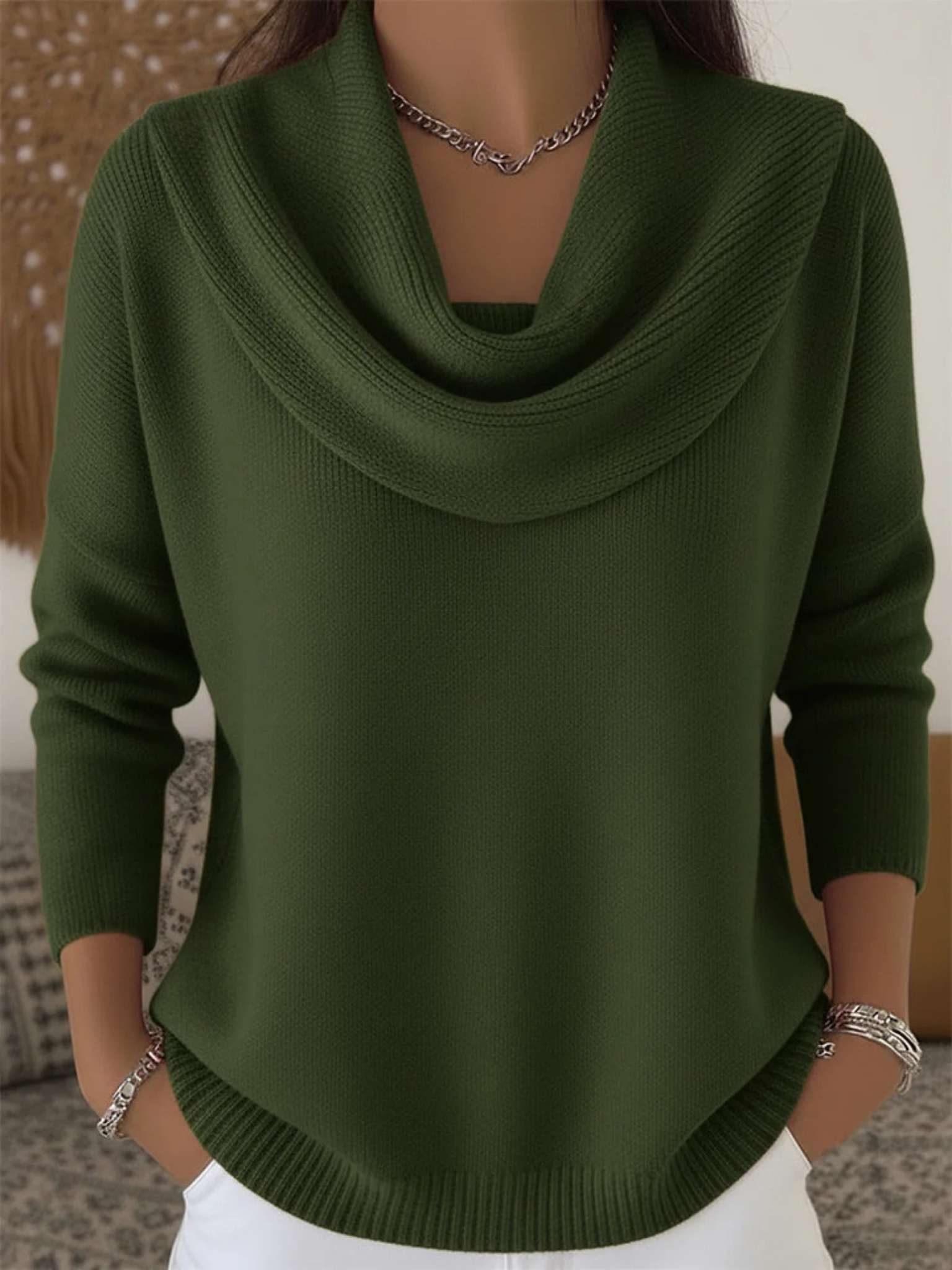 Cowl Neck Sweater | Women's Merino Wool Knit Pullover