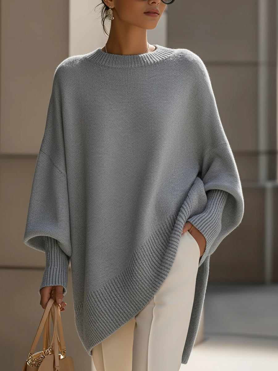 Asymmetrical Merino Wool Sweater | Women's Oversized Knit Pullover
