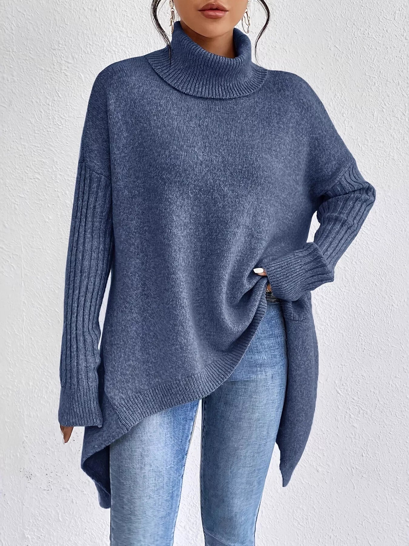 Ava | Turtleneck High-Low Hem Sweater