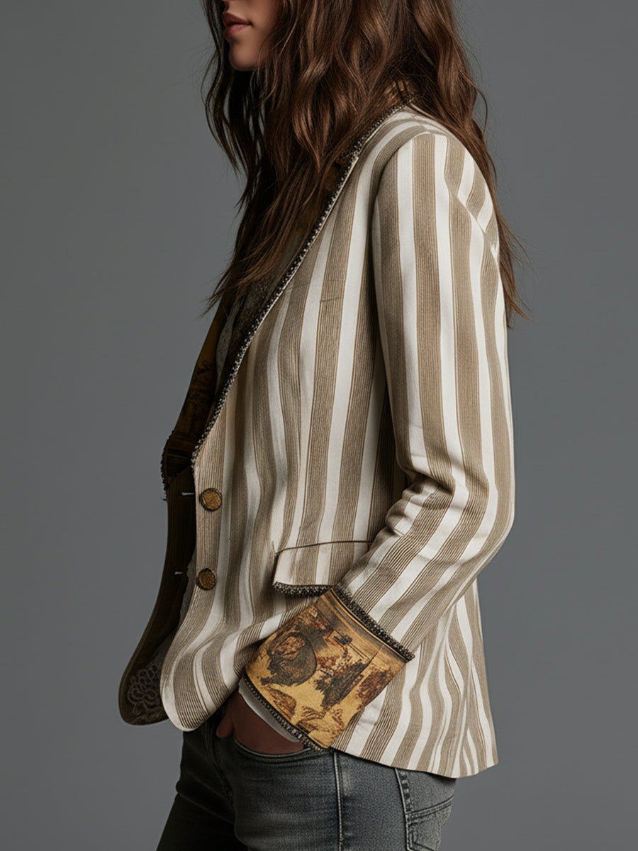 Boho Stripe | Women's Printed Lapel Blazer