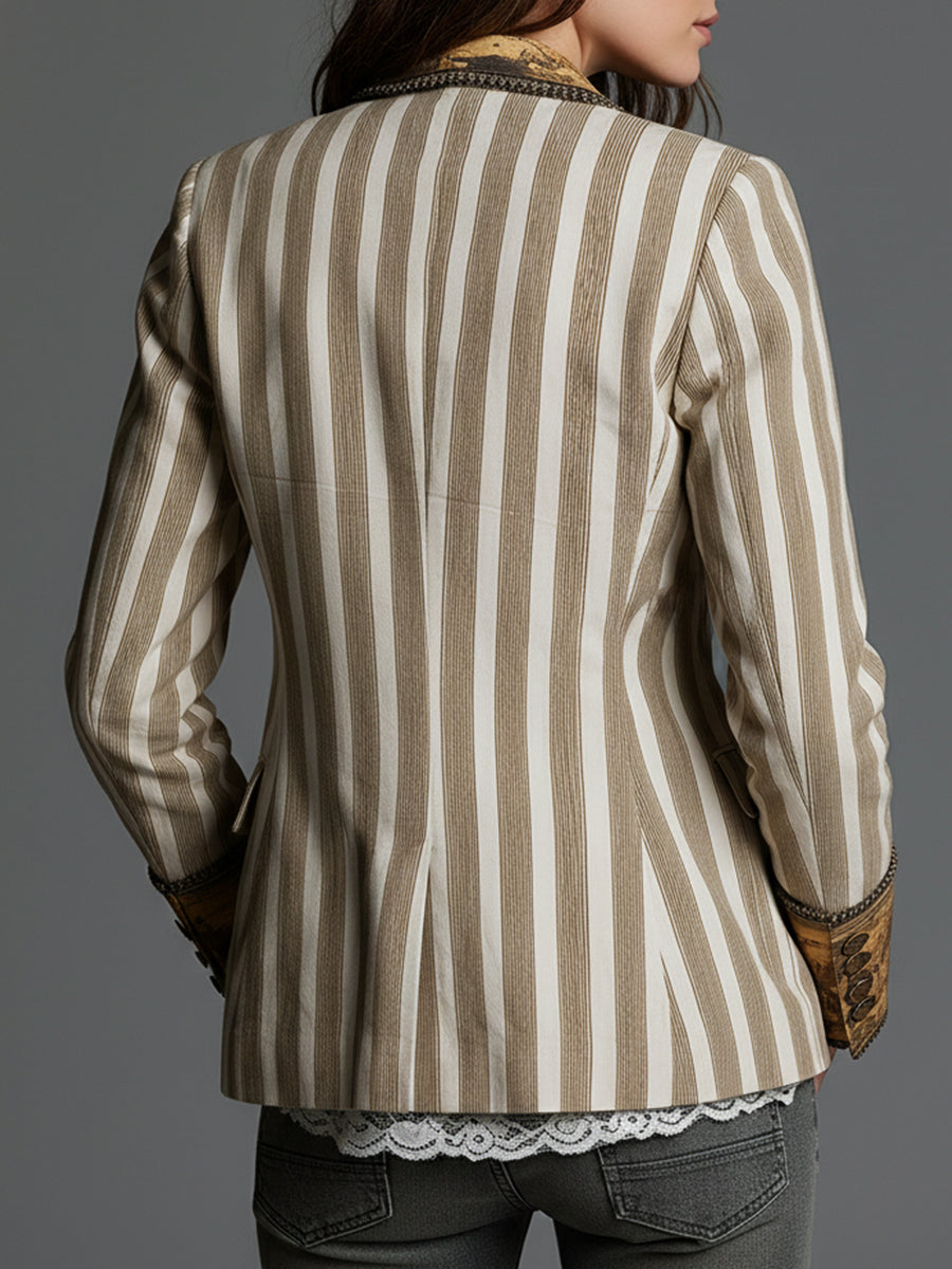 Boho Stripe | Women's Printed Lapel Blazer