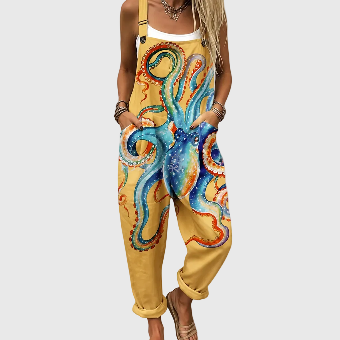 Marina | Octopus Print Overalls