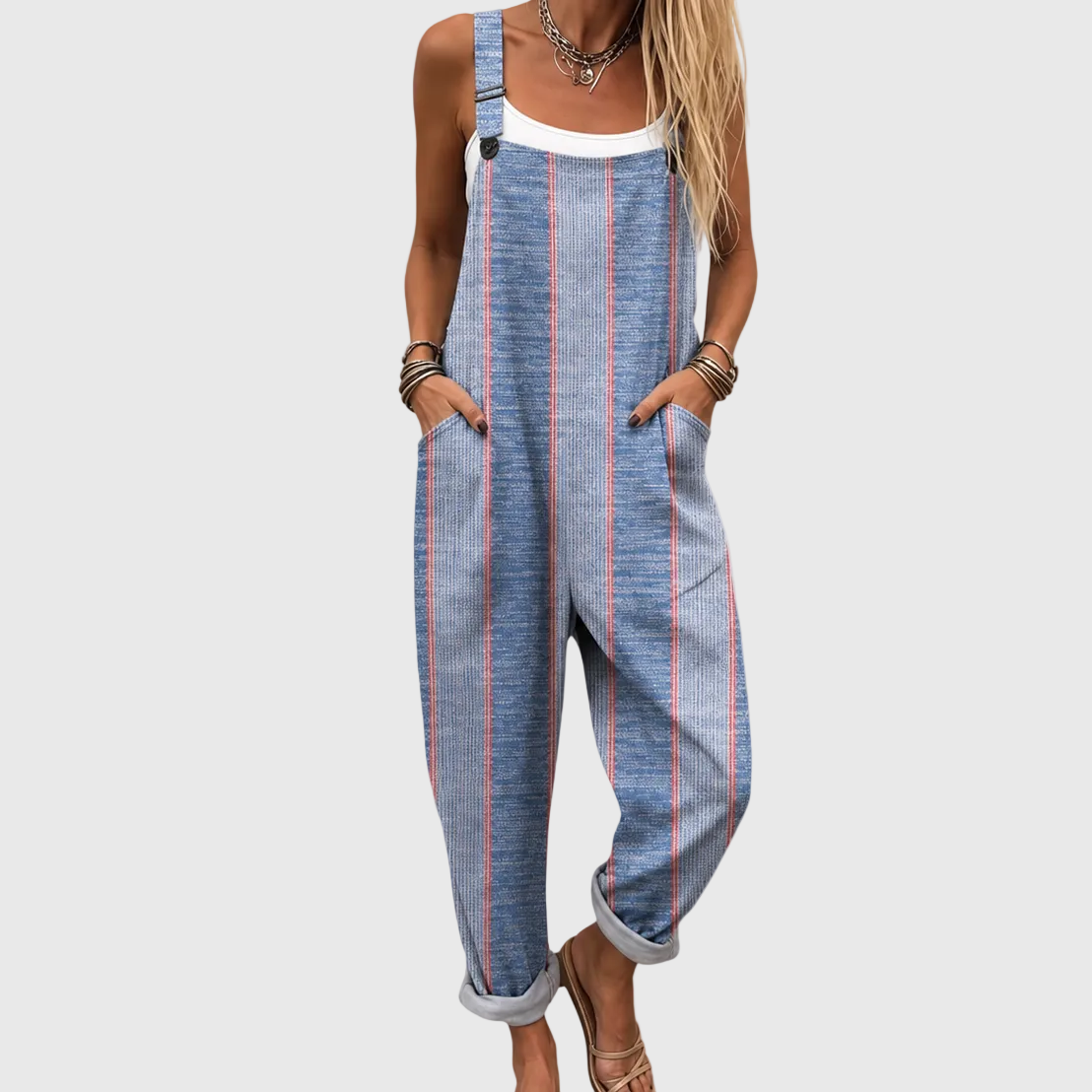 Nora | Striped Relaxed Overalls