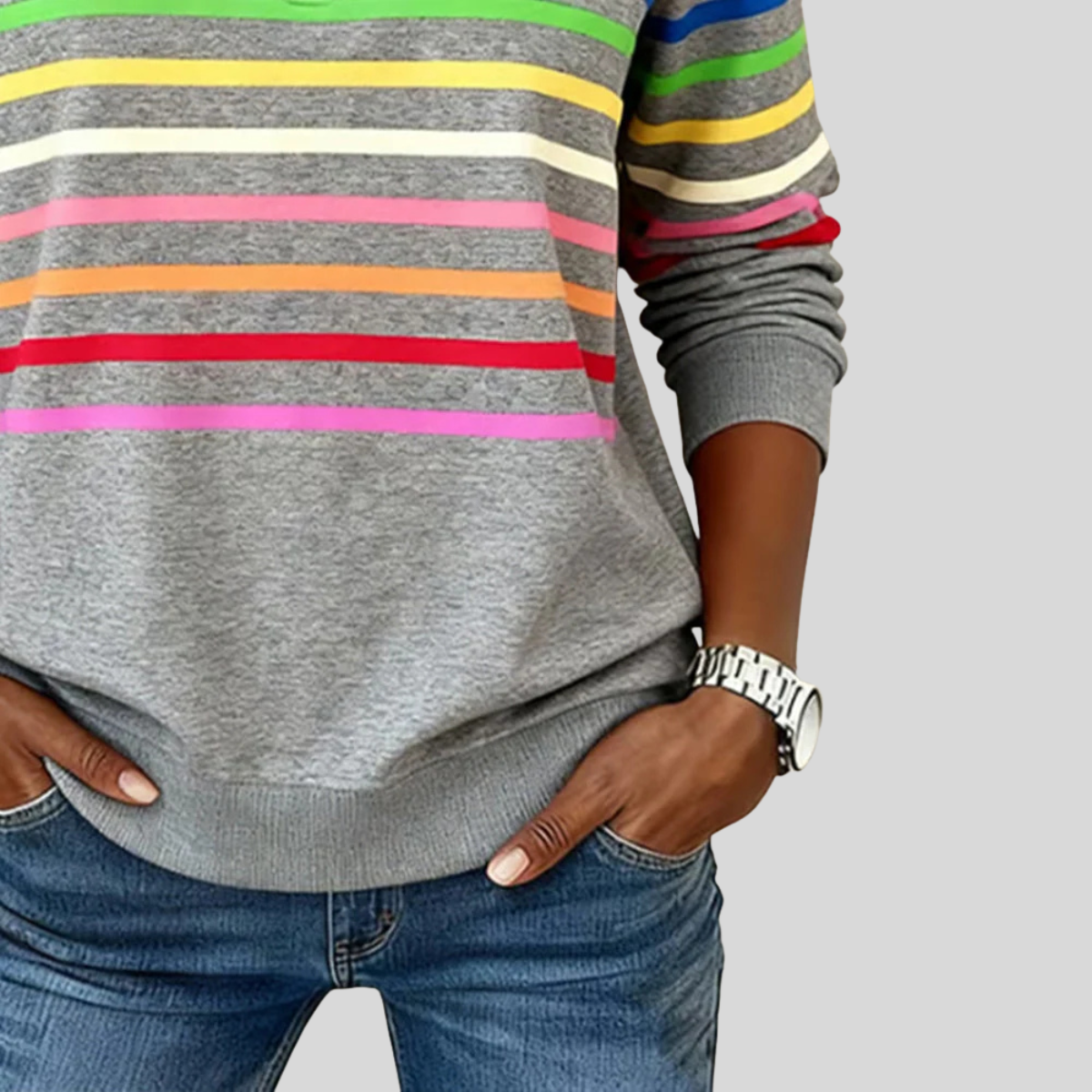 Prismette™ | Colorful Striped Quarter-Zip Sweatshirt